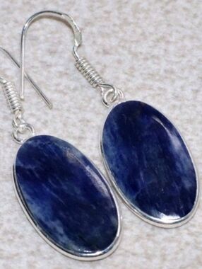 Sodalite Gemstone 925 Sterling Silver Handmade Drop Dangle Earrings